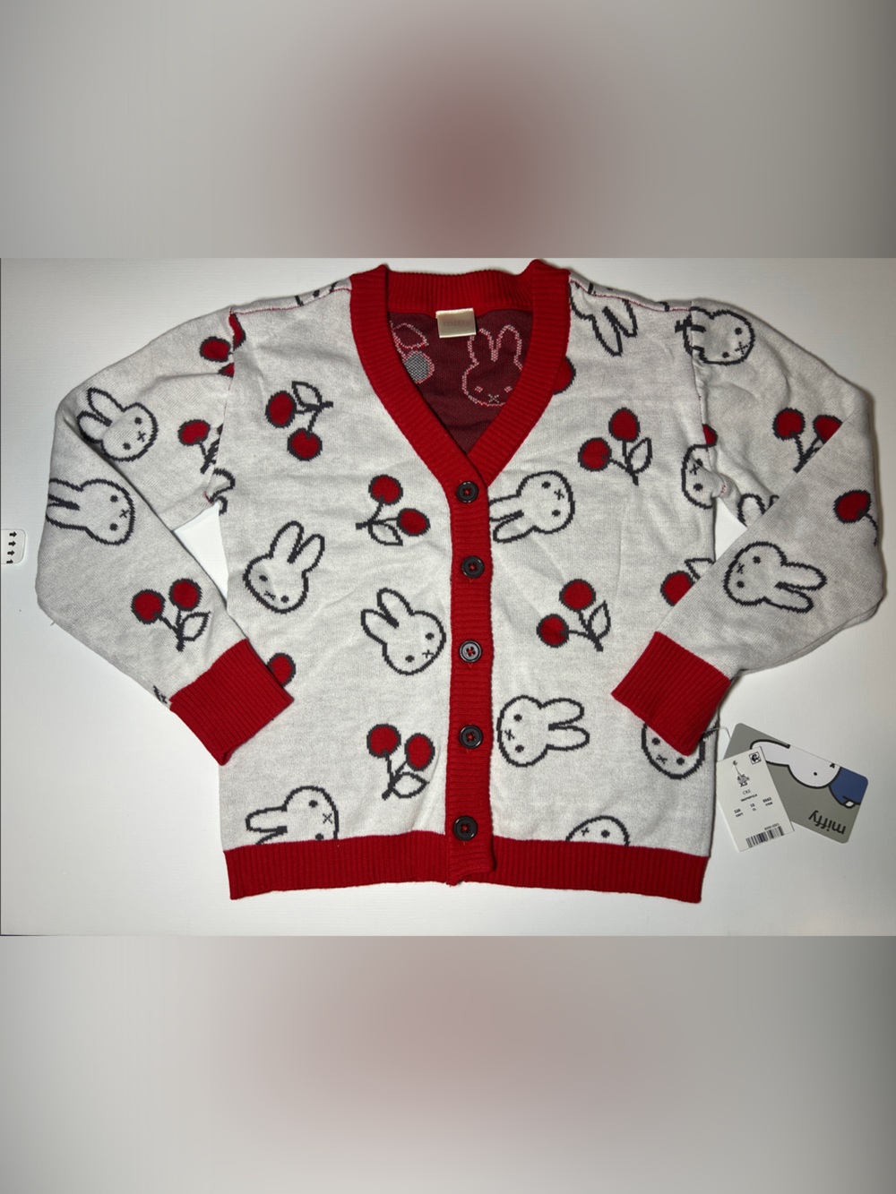 Miffy White Cardigan with Red